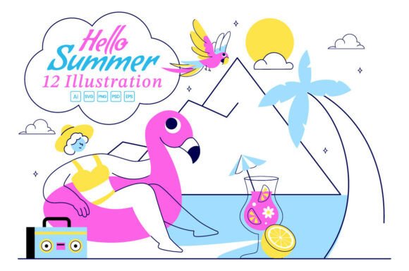 12 Hello Summer Illustration: Graphics & Illustrations for Warm, Playful Branding