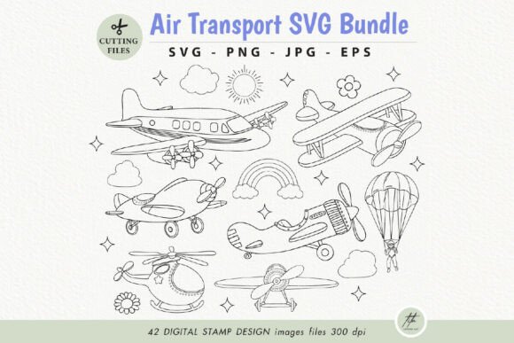 Air Transport Outline SVG Graphics for Brand Illustrations