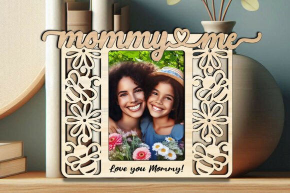 Bee SVG Mommy and Me Kid Frame Photo: Graphics for Laser Engraving & Digital Products