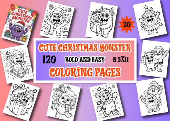 Cute Christmas Monster Coloring Book