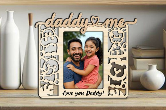 Daddy and Me SVG Animals Frame: Graphics for Laser Engraving
