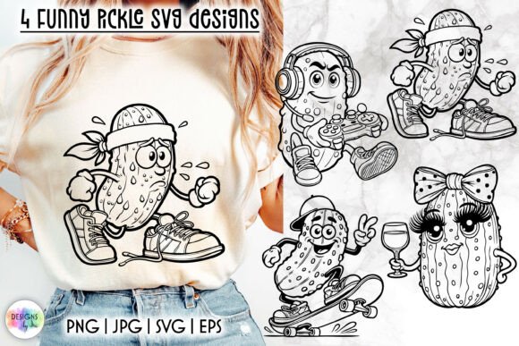 Funny Pickle SVG Designs: Grumpy Pickle Graphics & Illustrations
