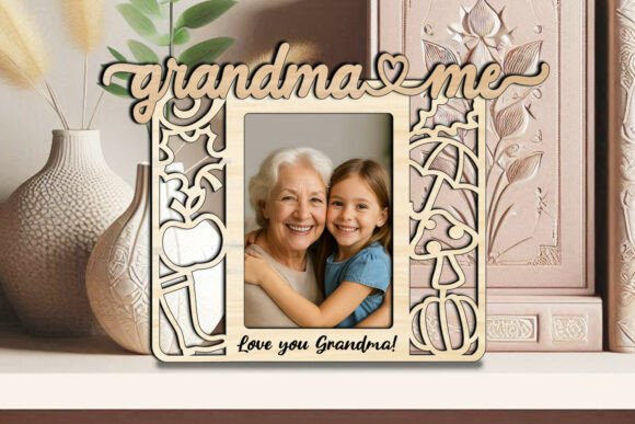 Grandma and Me Autumn SVG Photo Frame: Graphics & Laser Engraving