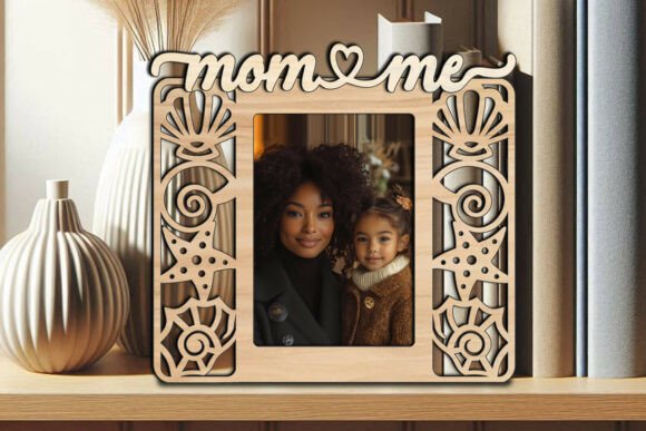 Mom and Me Frame Photo SVG: Ocean-Themed Graphics for Laser Engraving & Publishing