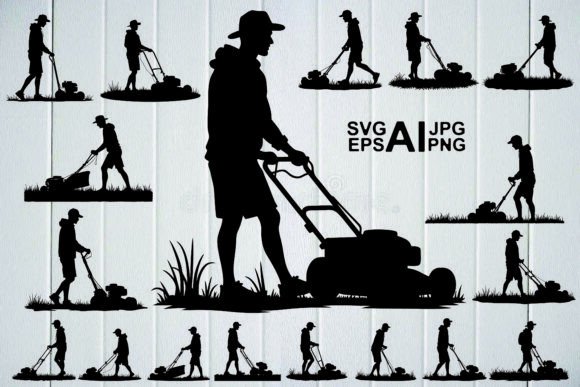 Mowing Silhouettes Bundle: Graphics & Illustrations for Crafters