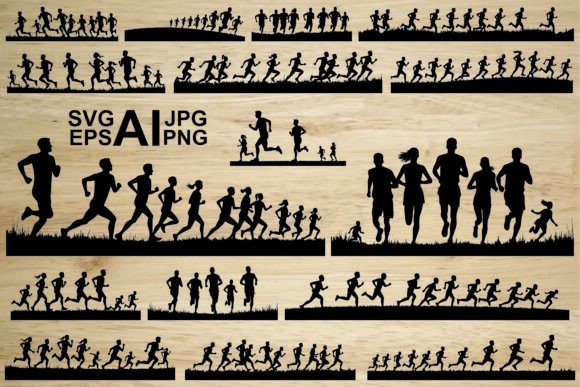 Running People Silhouette Vector Bundle: Graphics & Illustrations