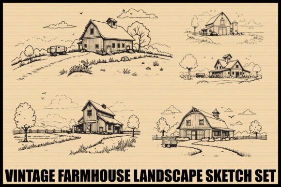 Rustic Farmhouse Landscape Set