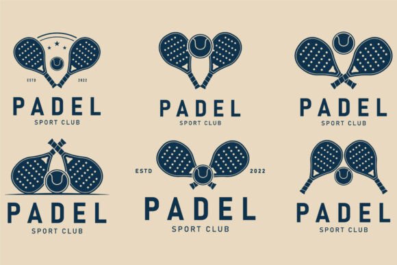 Set Padel Sport Logo Graphics for Club Branding