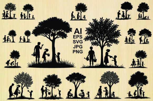 Silhouette of Family Watering a Plant: A Designer Review
