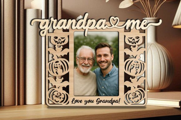 SVG Grandpa Me Photo Frame Halloween Graphics for Laser Engraving
