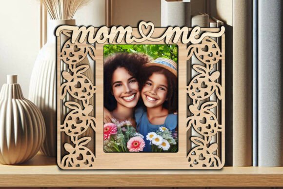 SVG Mom and Me Frame: Graphics for Laser Engraving & Content