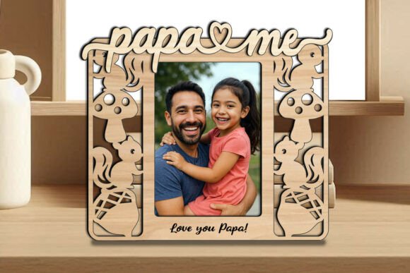 SVG Papa and Me Autumn Frame: Graphics for Laser Engraving
