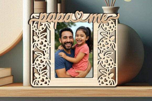 SVG Papa and Me Photo Frame: Graphics for Laser Engraving