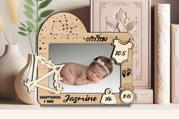 SVG Sagittarius Zodiac Baby Photo Frame: Graphics + Laser Engraving