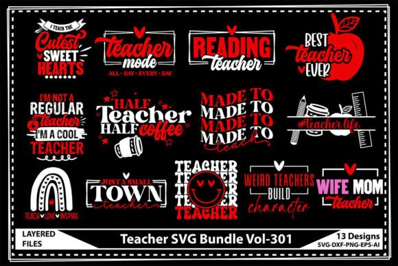 Teacher SVG Bundle Vol-301: Graphics for Crafts & Branding