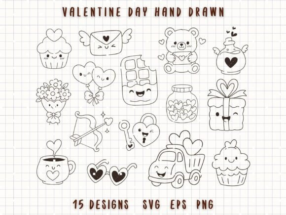 Valentine Day Hand Drawn SVG Set: Graphics & Illustrations for Warm, Authentic Branding